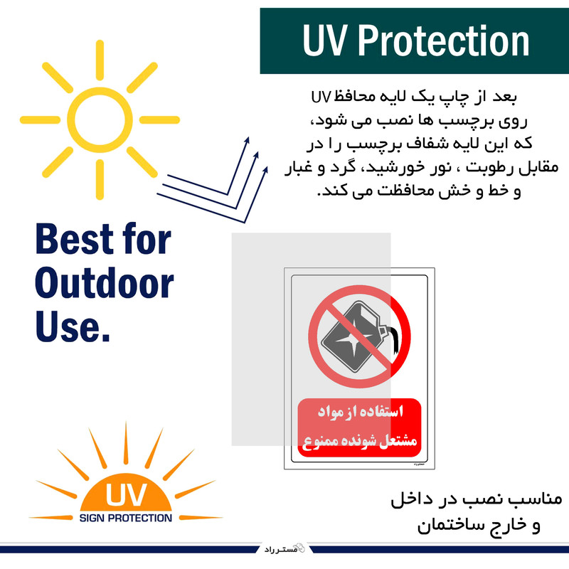 برچسب ایمنی مستر راد طرح استفاده از مواد مشتعل شونده ممنوع مدل HSE-OSHA-0388 برچسب ایمنی مستر راد طرح استفاده از مواد مشتعل شونده ممنوع مدل HSE-OSHA-0388