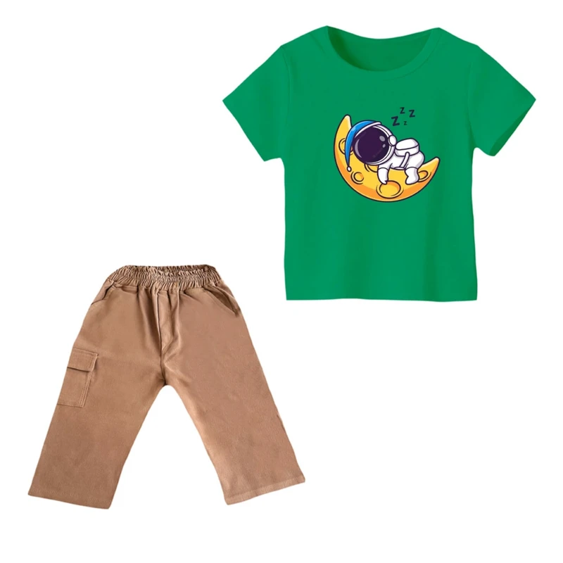 ست تی شرت و شلوارک پسرانه مدل فضانورد کد 4