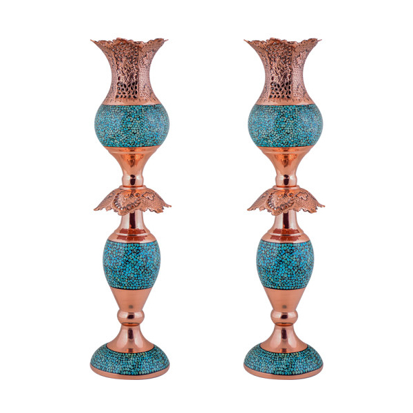 شمعدان فیروزه کوبی هنرلوکس مدل لاله کد FL55