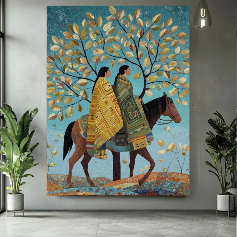 پوستر پارچه ای طرح مخمل سرخپوست مدل سوارکار کد BK25036