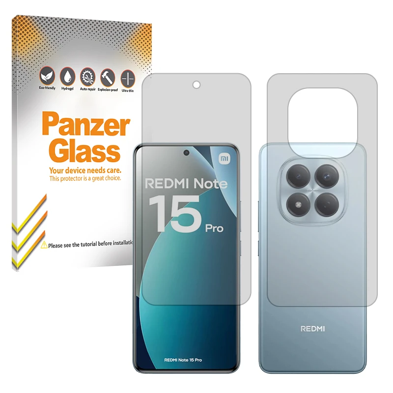 محافظ صفحه نمایش شفاف پنزر گلس مدل Resistant مناسب برای گوشی موبایل شیائومی Redmi Note 15 Pro 4G به همراه محافظ پشت گوشی موبایل 
