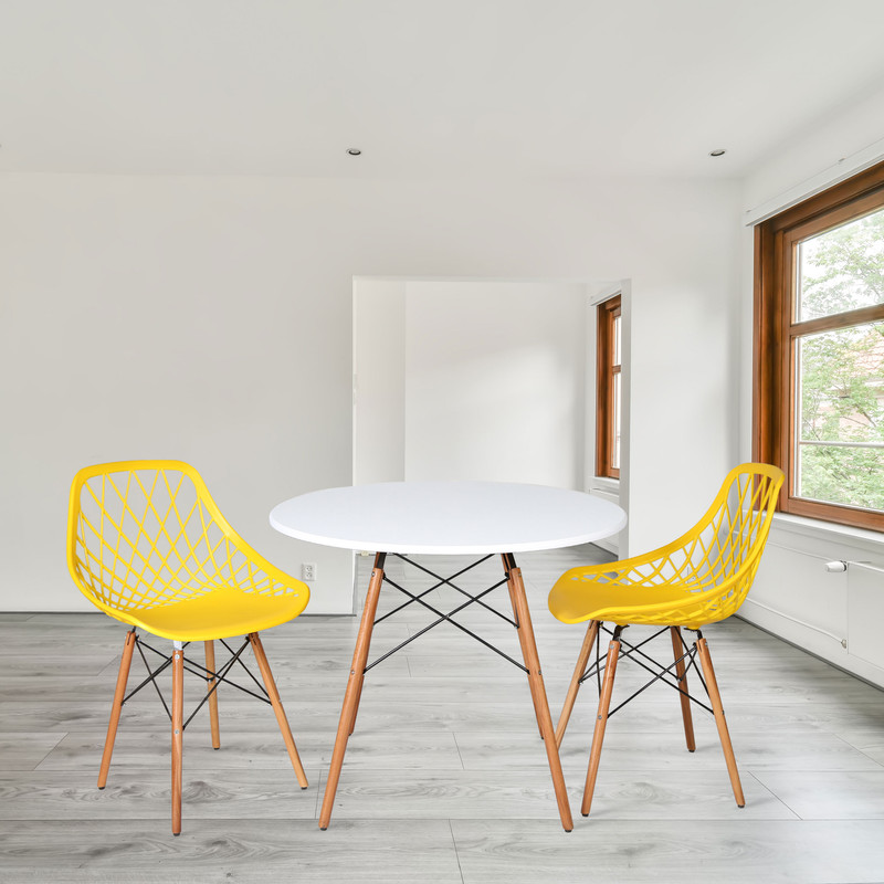 میز و صندلی ناهارخوری دو نفره مدل الماس فایبرگلاس پایه ایفلی GS