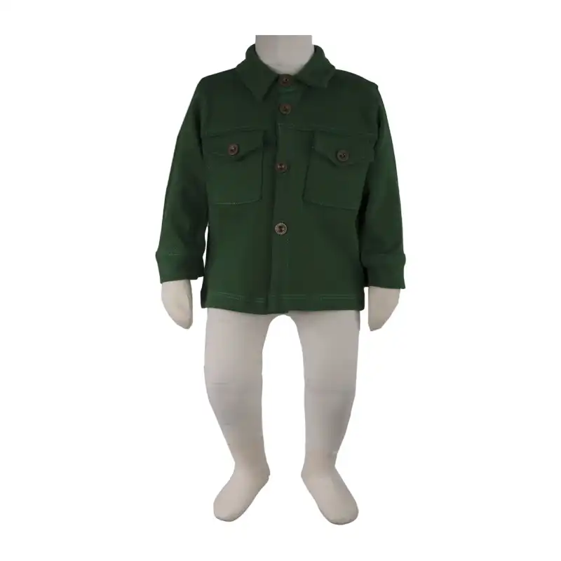 شومیز نوزادی آدمک مدل جیب دار کد 148768 رنگ سبز