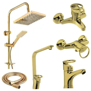 ست شیرآلات فراست پویا مدل تیدا فلت  101 G  به همراه شلنگ توالت و دوش حمام