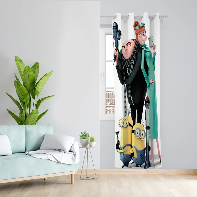 پرده طرح مینیون مدل مخمل پانچی کد L 1157L Z سایز 140x200 سانتی متر