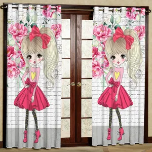 پرده کودک مدل دختر هازان پانچی کد 4737 سایز 140x200 سانتی متر