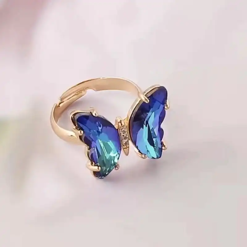 انگشتر زنانه مدل پروانه عاشق کریستالی کد 386