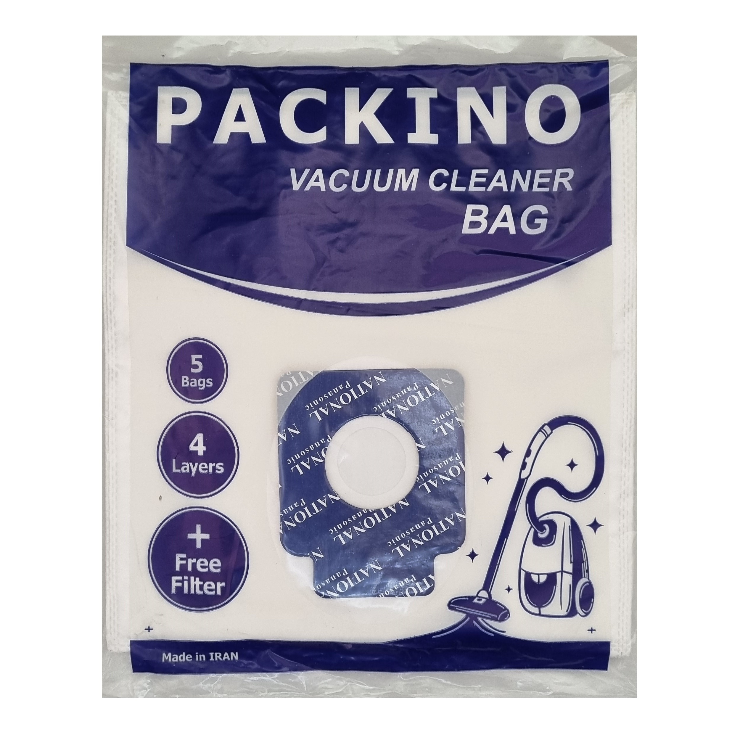 پاکت جاروبرقی پاکینو مدل micro plus مناسب برای جاروبرقی پاناسونیک و ناسیونال بسته 5 عددی