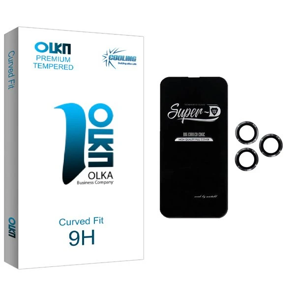 محافظ صفحه نمایش کولینگ مدل Olka SuperD مناسب برای گوشی موبایل اپل iPhone 14 Pro Max  به همراه محافظ لنز گوشی