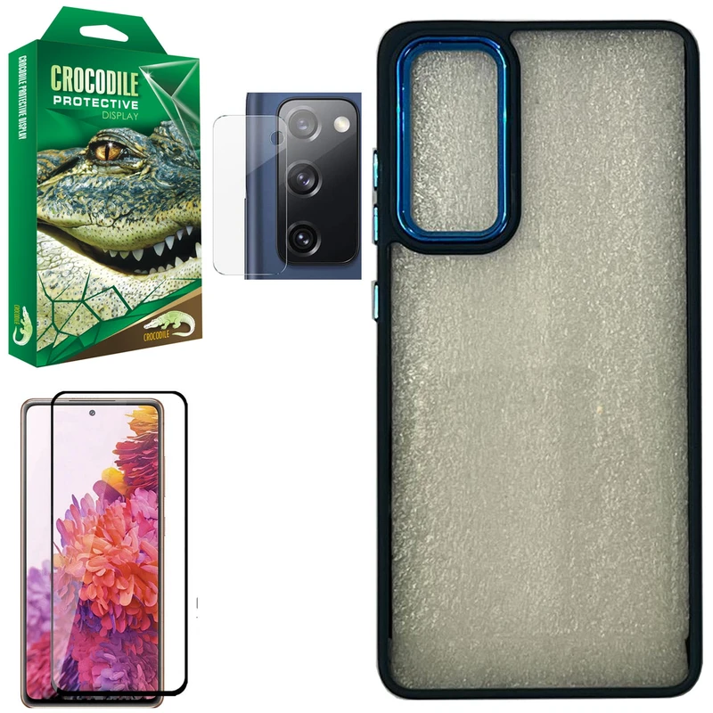 کاور کروکودیل مدل CO-CVR-UNQ مناسب برای گوشی موبایل سامسونگ Galaxy S20 FE به همراه محافظ صفحه نمایش و محافظ لنز دوربین