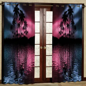 پرده مدل درخت و دریا هازان پانچی کد 2234 سایز 140x200 سانتی متر