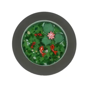 بشقاب چوبی مدل رزینی طرح حوضچه ماهی 