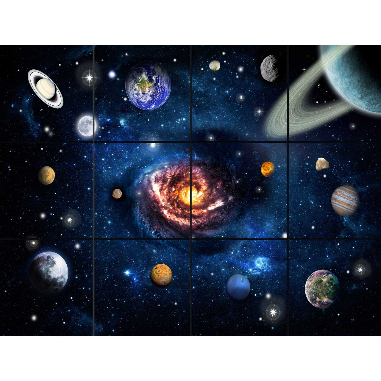 تایل سقفی آسمان مجازی طرح کهکشان و سیاره ها کد 0900 سایز 60x60 سانتی متر مجموعه 12 عددی