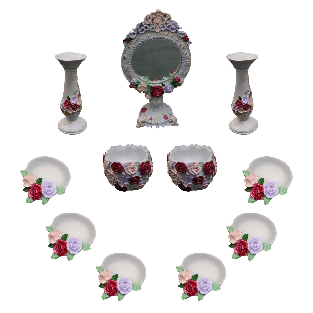 مجوعه ظروف هفت سین 11 پارچه مدل گل رز کد SR-11
