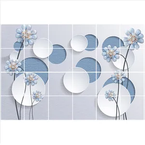 تایل سقفی طرح دایره و گل سفید کد 3D1942-24 سایز 60x60 سانتی متر مجموعه 24 عددی