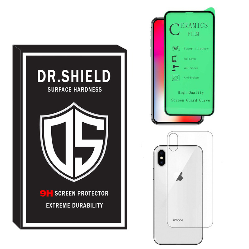 محافظ صفحه نمایش دکتر شیلد مدل TCPDR-06 مناسب برای گوشی موبایل اپل Iphone X به همراه محافظ پشت گوشی