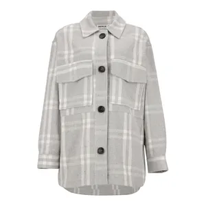 پالتو زنانه سرژه مدل 216579 چهارخانه دوجیب