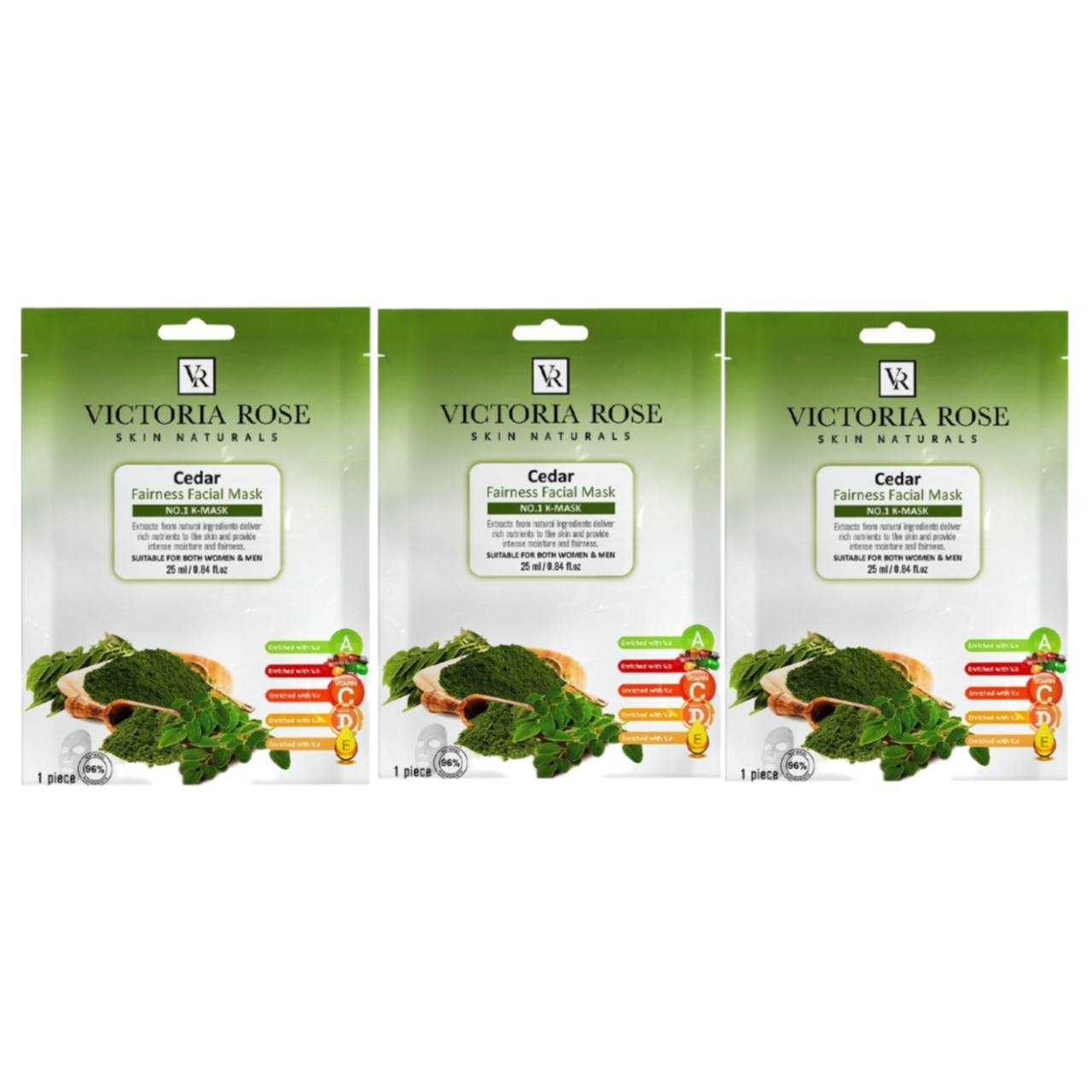 ماسک صورت ویکتوریا رز مدل عصاره سدر مناسب برای انواع پوست حجم 25 میلی لیتر بسته 3 عددی