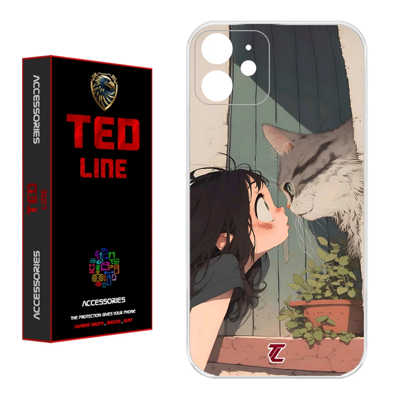 کاور تدلاین طرح دختر و گربه کد 1205 مناسب برای گوشی موبایل اپل Iphone 12