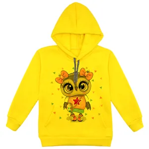 هودی دخترانه مدل جغد دختر F07 رنگ زرد