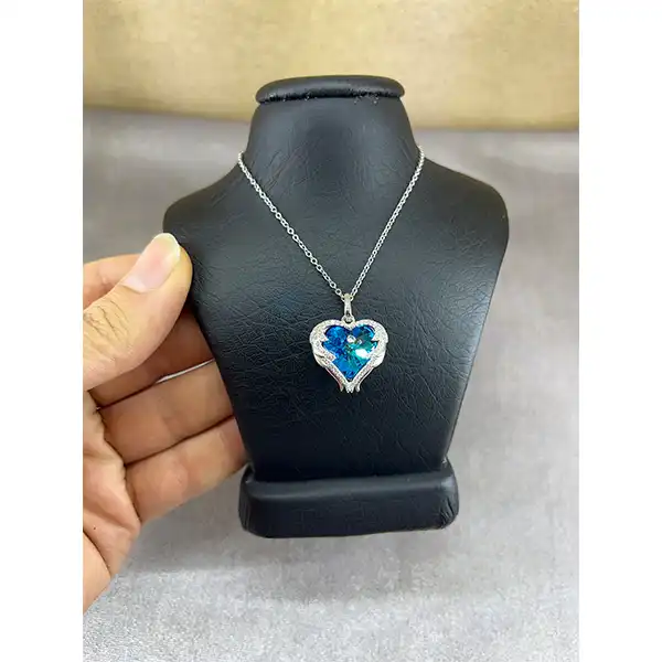 گردنبند نقره زنانه سواروسکی مدل قلب جواهری کد 30001
