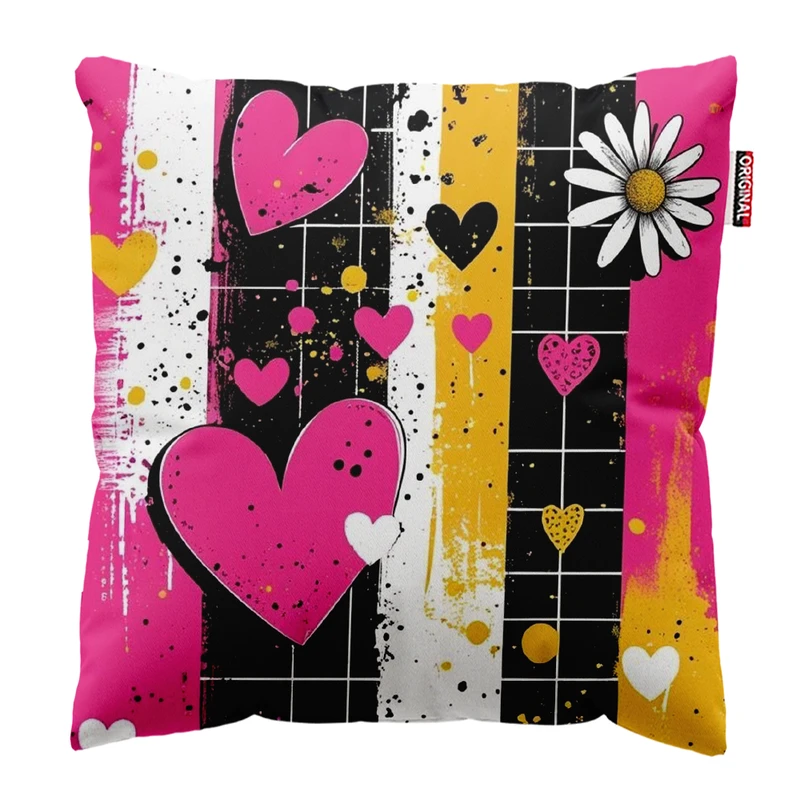 کوسن پاد آفرین طرح قلب و گل کد 4973 سایز 30*30 سانتی متر