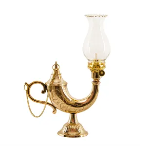 چراغ گردسوز برنجی مدل  الکلی هندی طرح علاءالدین دست ساز قلم زنی کد 114001