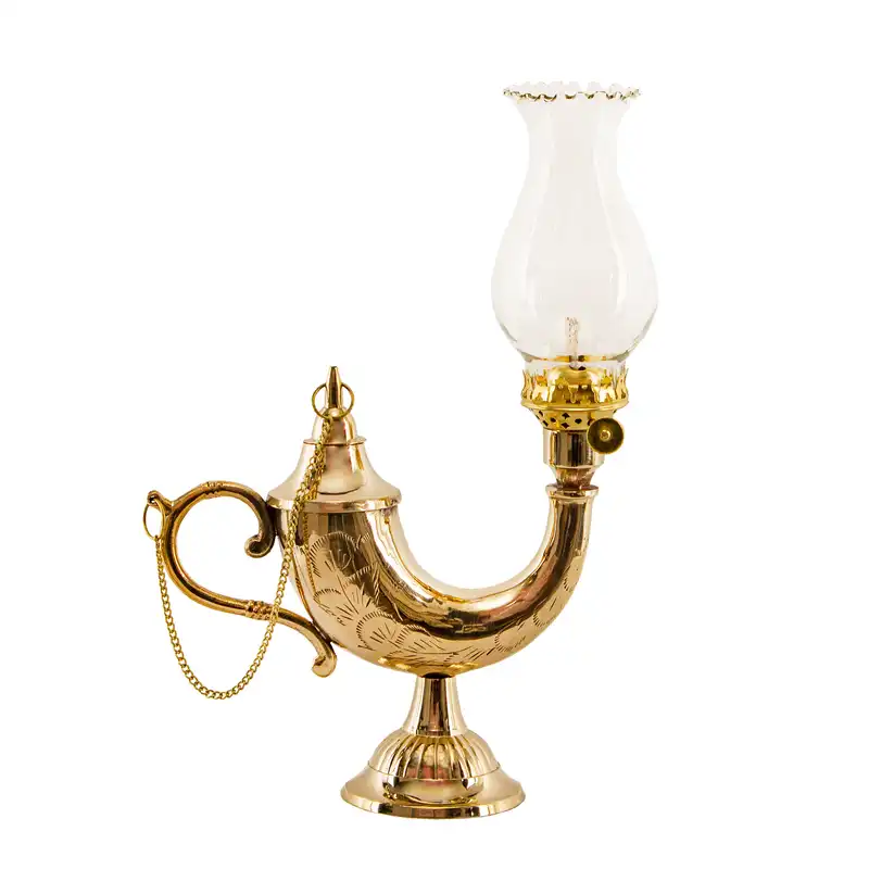 چراغ گردسوز برنجی مدل  الکلی هندی طرح علاءالدین دست ساز قلم زنی کد 114001