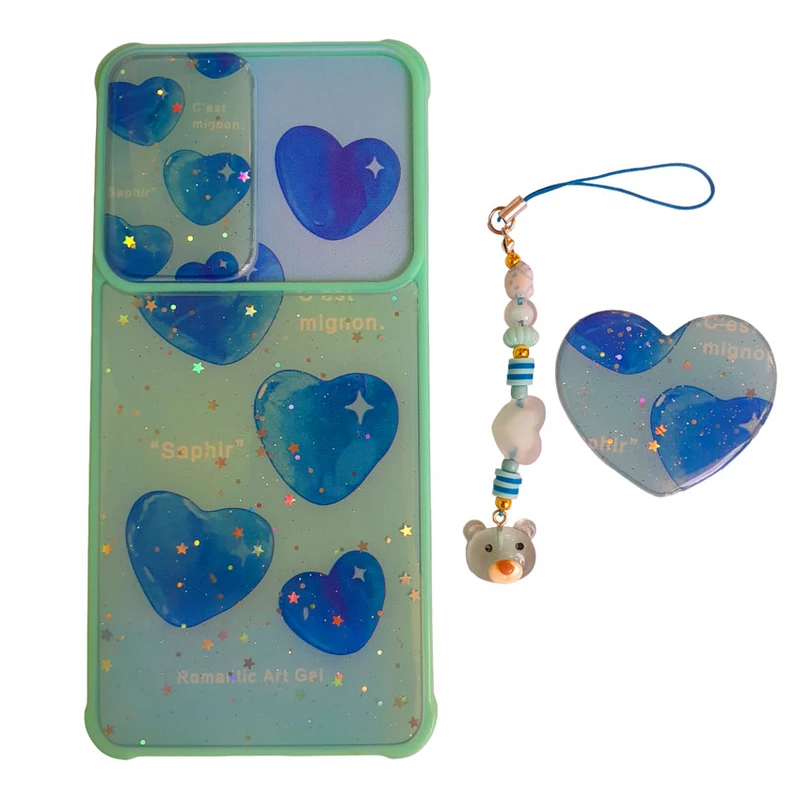 کاور طرح Blue Love مدل Teddy کد A10490 مناسب برای گوشی موبایل سامسونگ Galaxy A72 4G / A72 5G به همراه بند آویز و پایه نگهدارنده