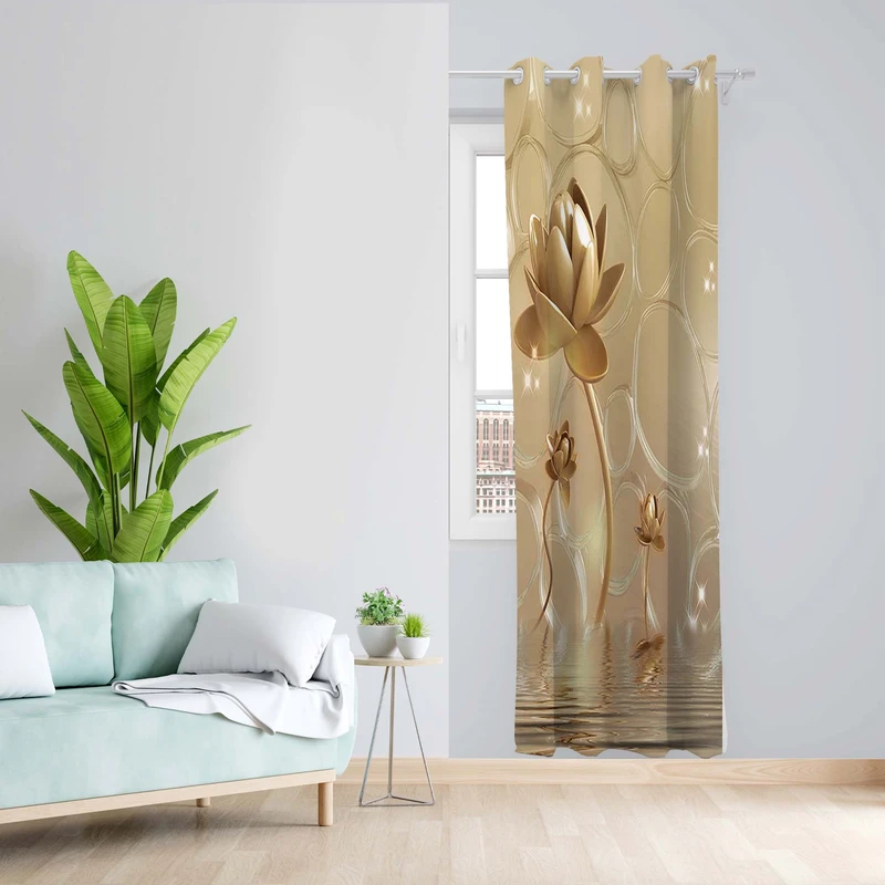 پرده طرح طلا مدل مخمل پانچی کد 1412 z سایز 140x200 سانتی متر