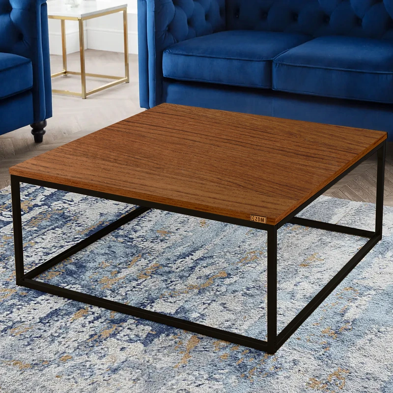 میز پذیرایی مربع با پایه فلز و صفحه MDF دیزم مدل CO_L100_80