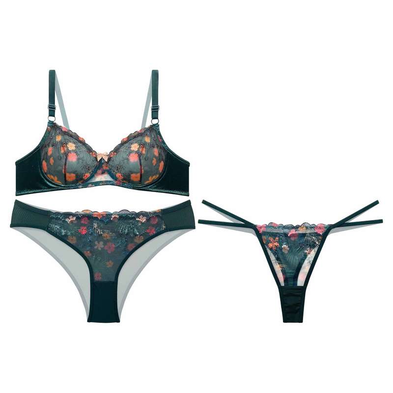 ست شورت و سوتین زنانه نوشه پوش کد 40917 رنگ سبز مجموعه 3 عددی