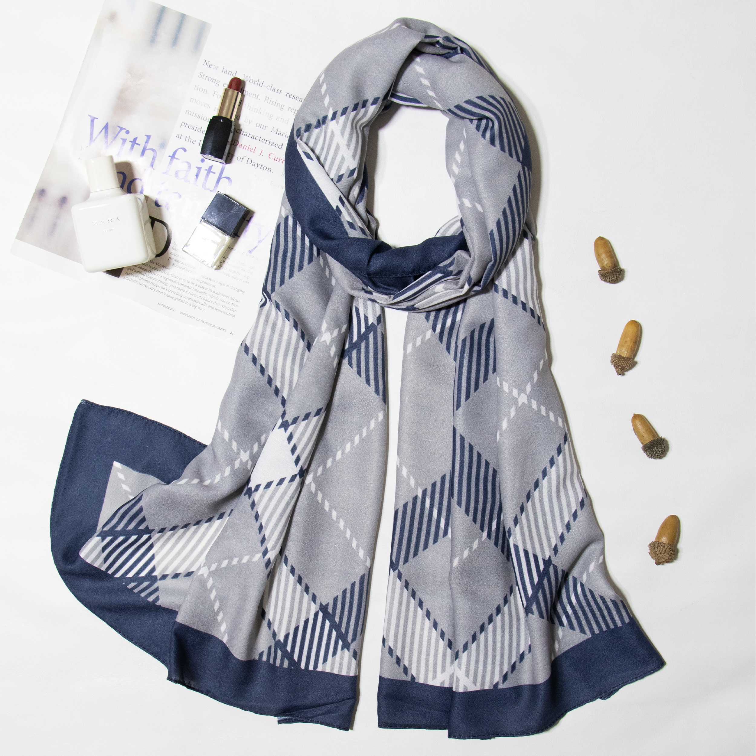 شال زنانه مدل نخی پاییزه طرح جدید هندسی 1402 کد ana-1803