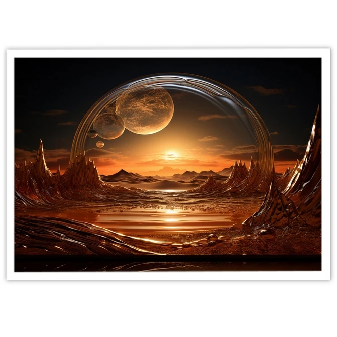 تابلو نوری بکلیت طرح گرافیکی غروب و دریا مدل لایت باکس W-MID-20217