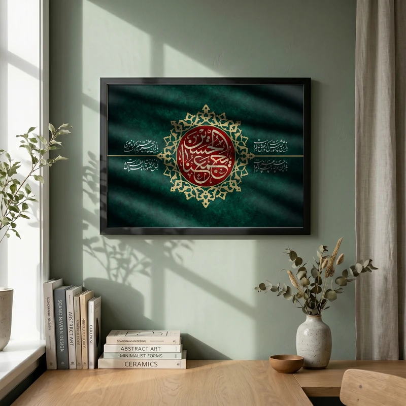 تابلو طرح یا اباعبد الله الحسین مدل G15461 فریم مشکی
