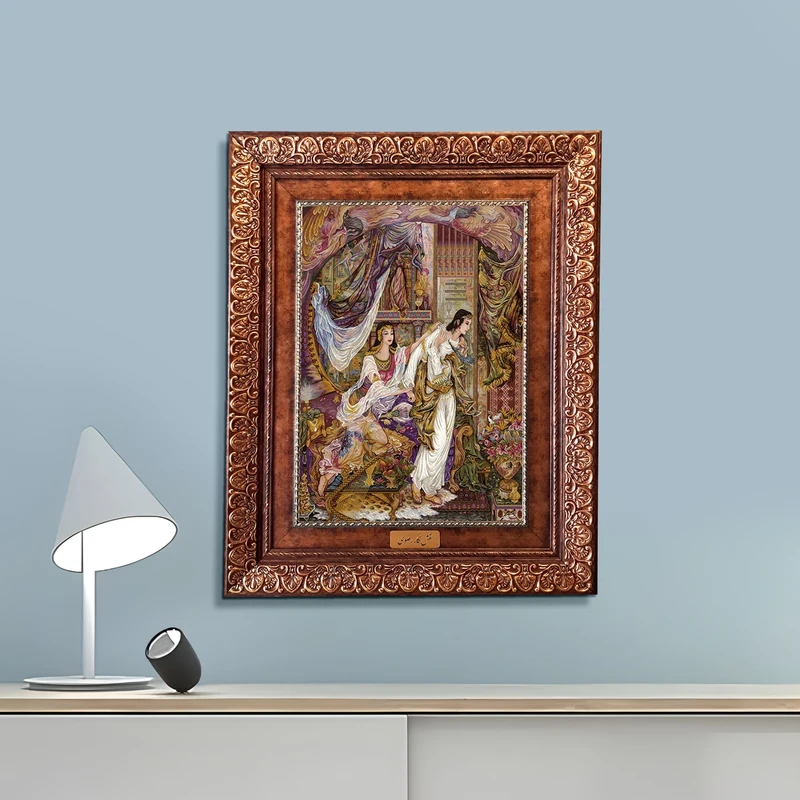 تابلو فرش ماشینی نقش نگار رضوی طرح مینیاتور کد 1486KP