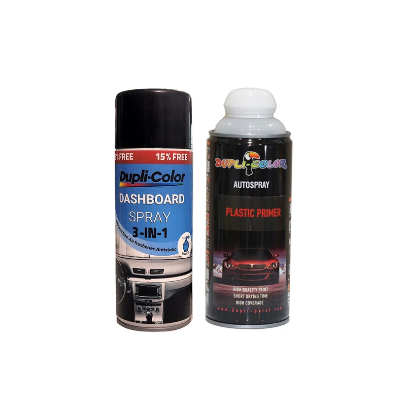 اسپری پولیش و آستر پلاستیک دوپلی کالر مدل d2 حجم 400 میلی لیتر مجموعه 2 عددی