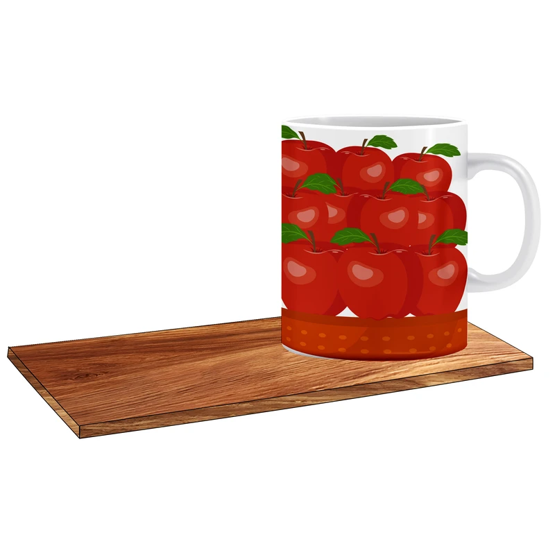 ماگ ال ایکس پی طرح سیب هفت سین کد 266 به همراه زیر لیوانی