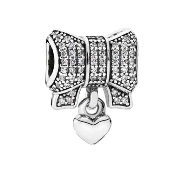 آویز گردنبند نقره زنانه پاندورا مدل Heart and Bow
