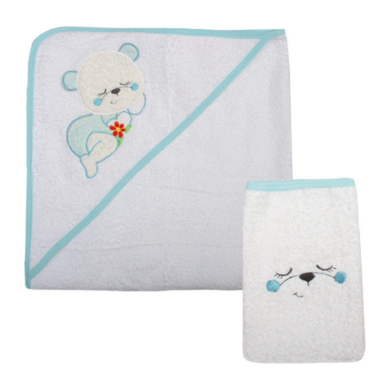 حوله نوزادی آدمک مدل خرس سایز 85x85 سانتی متر به همراه لیف