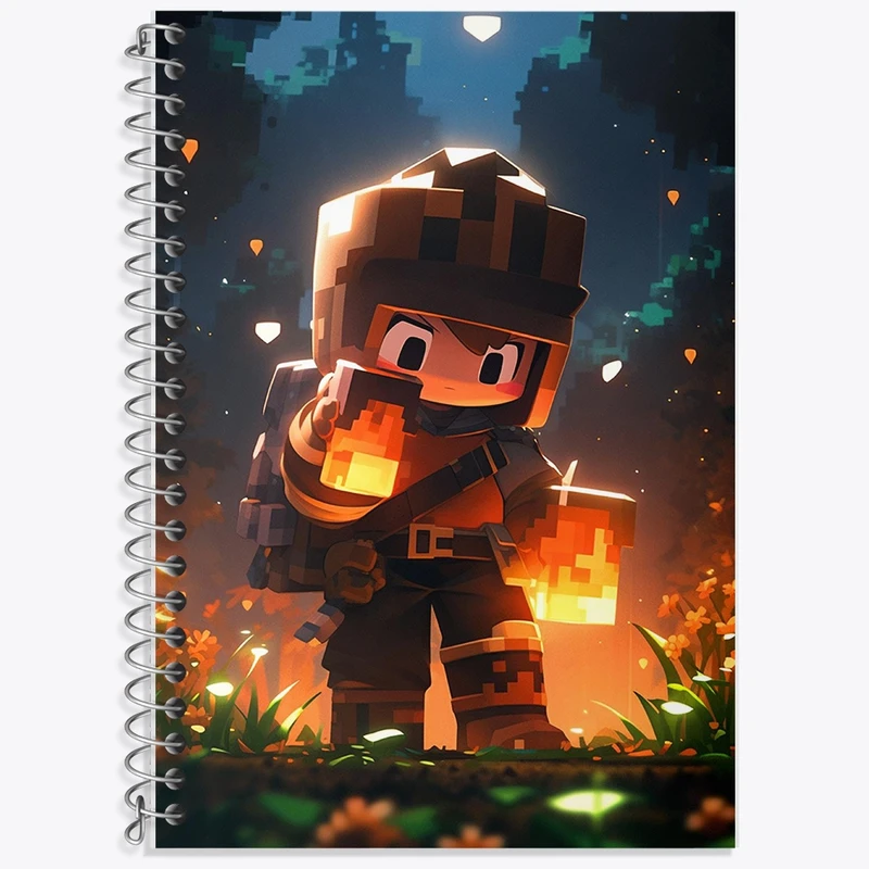 دفتر زبان 50 برگ خندالو مدل دو خط طرح ماینکرافت (Minecraft) کد F2079