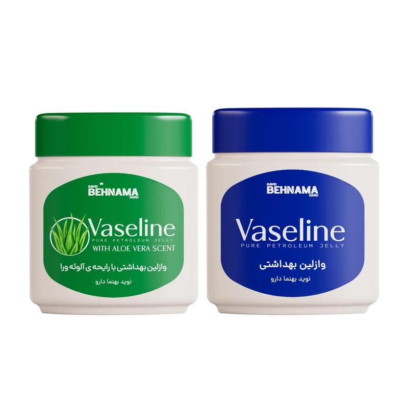 وازلین لب و دست نوید بهنما دارو مدل Aloe Vera مناسب برای انواع پوست حجم 115 میلی‌لیتر به همراه وازلین لب و دست نوید بهنما دارو مدل classic مناسب برای انواع پوست حجم 115 میلی‌لیتر
