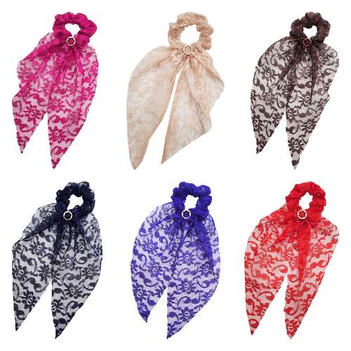 کش مو زنانه مدل گل بهاری طرح دنباله دار کد 750-1 مجموعه 6 عددی