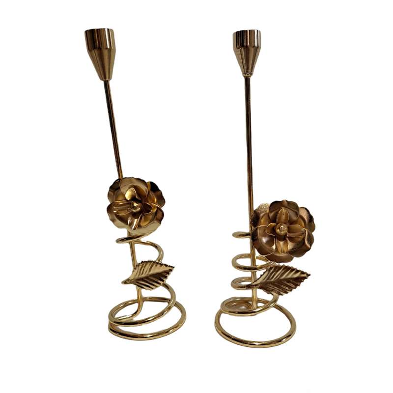 شمعدان مدل گل رز بسته 2 عددی