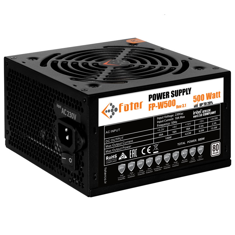 منبع تغذیه کامپیوتر 500 وات فاطر مدل FP-W500 80Plus 500W