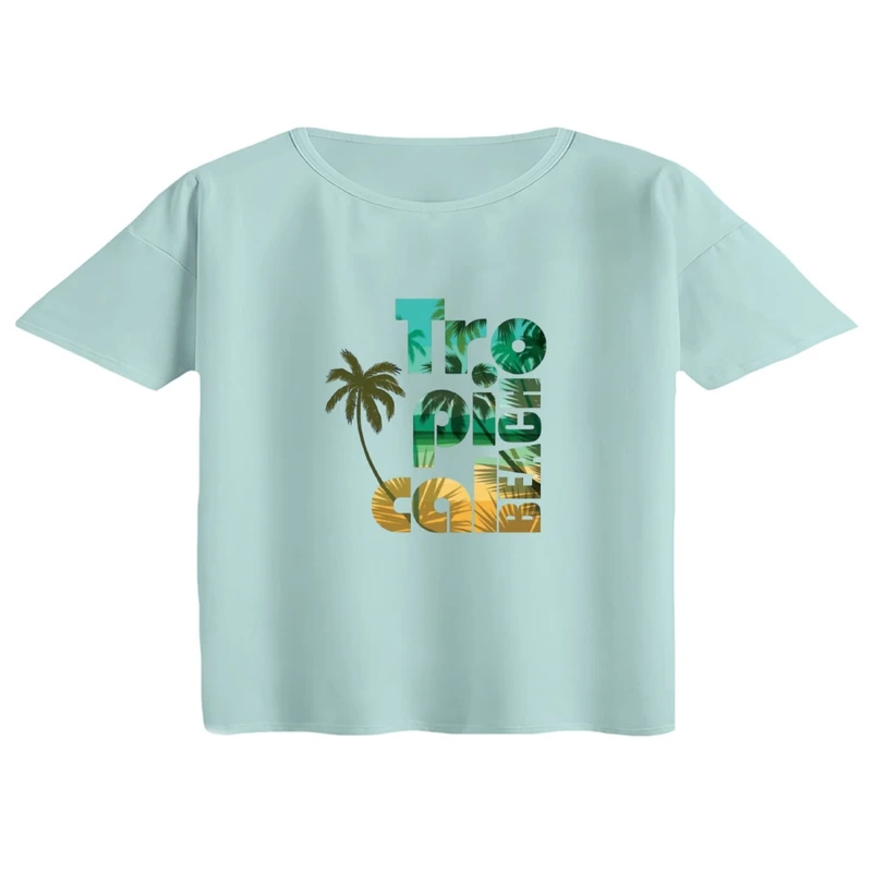 کراپ تی‌شرت آستین کوتاه زنانه مدل ساحل 1