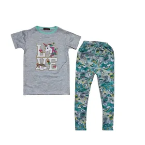 ست تی شرت و شلوار دخترانه مدل اسب تکشاخ a3