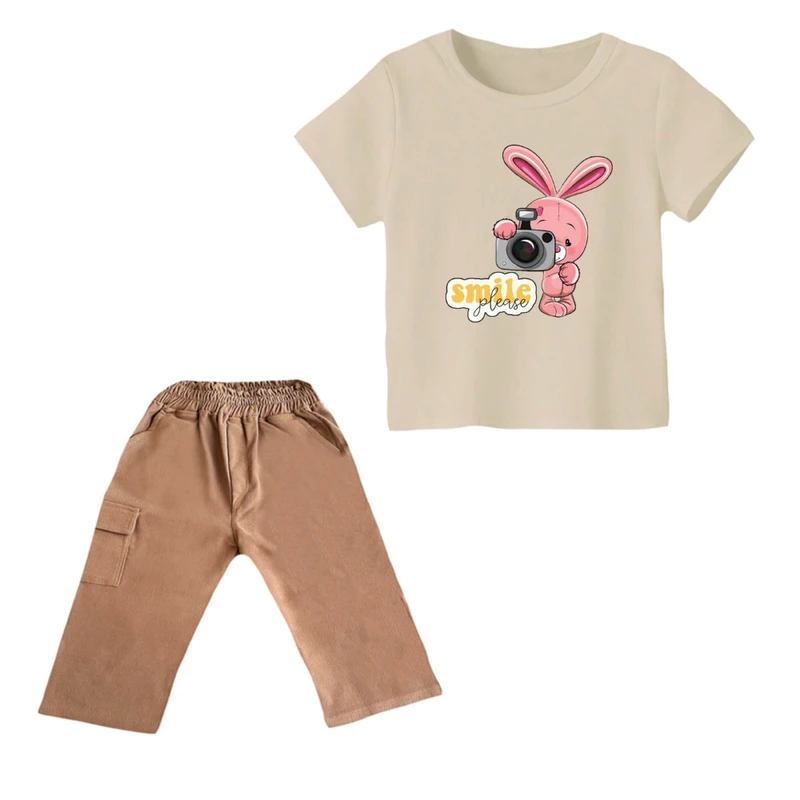 ست تی شرت و شلوارک دخترانه مدل خرگوش کد ۹