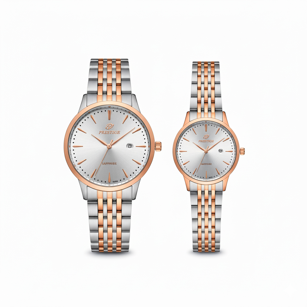 ست ساعت مچی عقربه‌ای کوارتز زنانه و مردانه پرستیژ مدل 9204 RZ