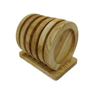 زیر لیوانی مدل چوبی بسته شش عددی به همراه استند